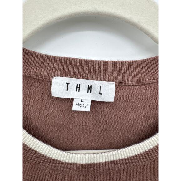THML Super Soft Brown Smiley Star Print Sweater Size Large - Picture 2 of 7